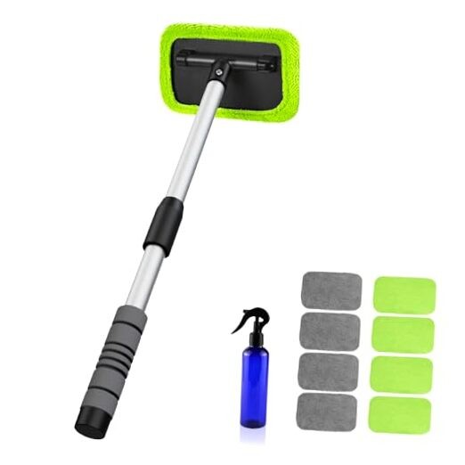 XINDELL Windshield Cleaning Tool for Car –ch Extendable Handle 22in Green