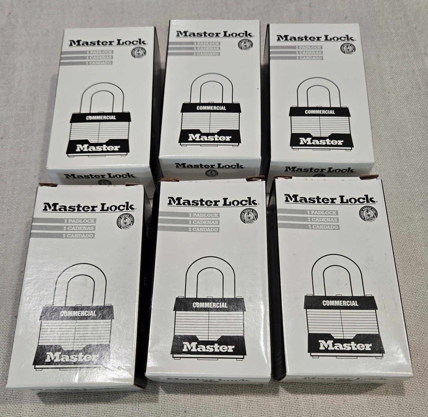 Box of 6 MASTER LOCK PADLOCKS WITH 2 KEYS EACH NIB