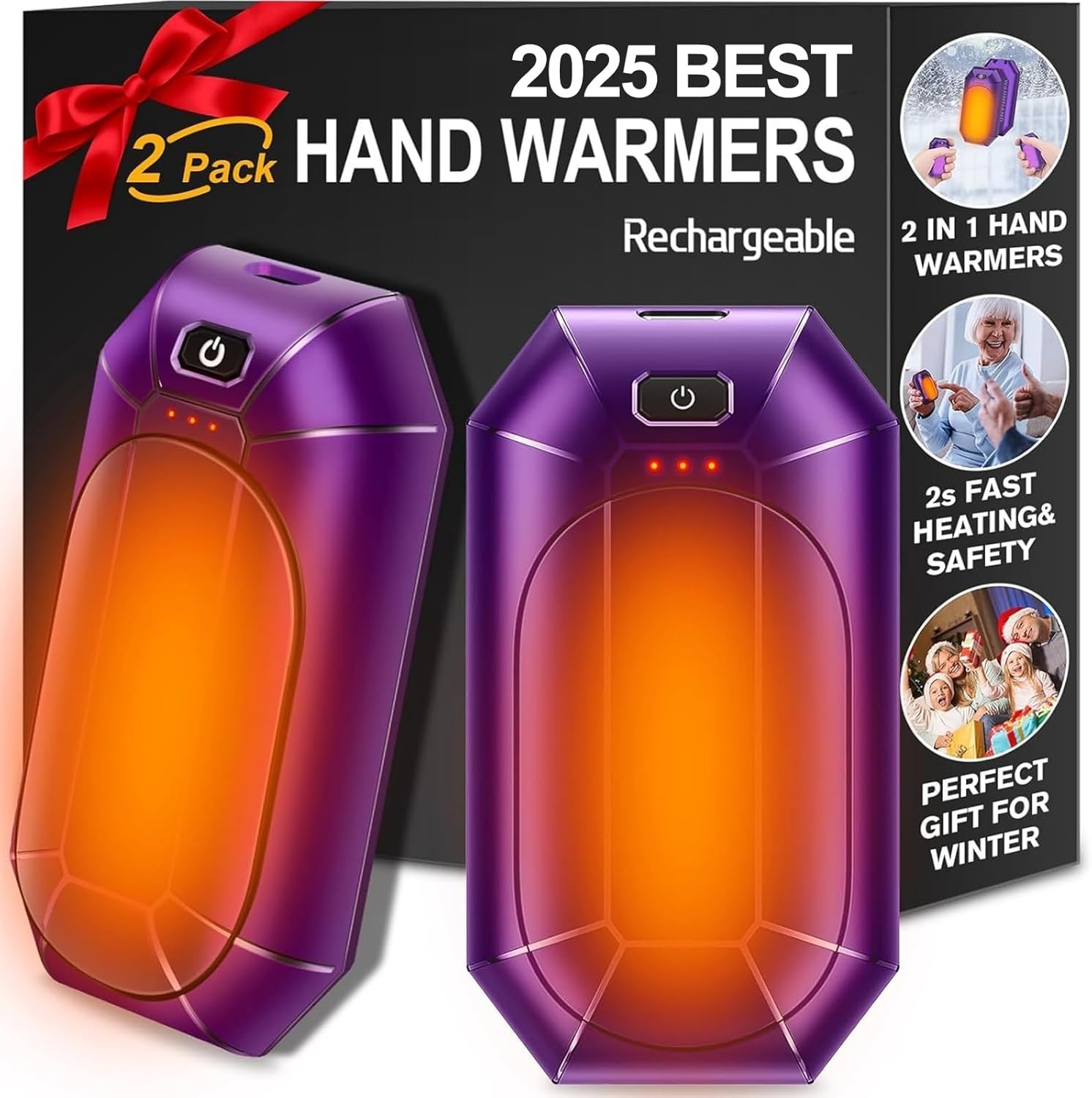 AI Hand Warmers Rechargeable 2 Pack, Electric Handwarmers Reusable, AI Smart ...