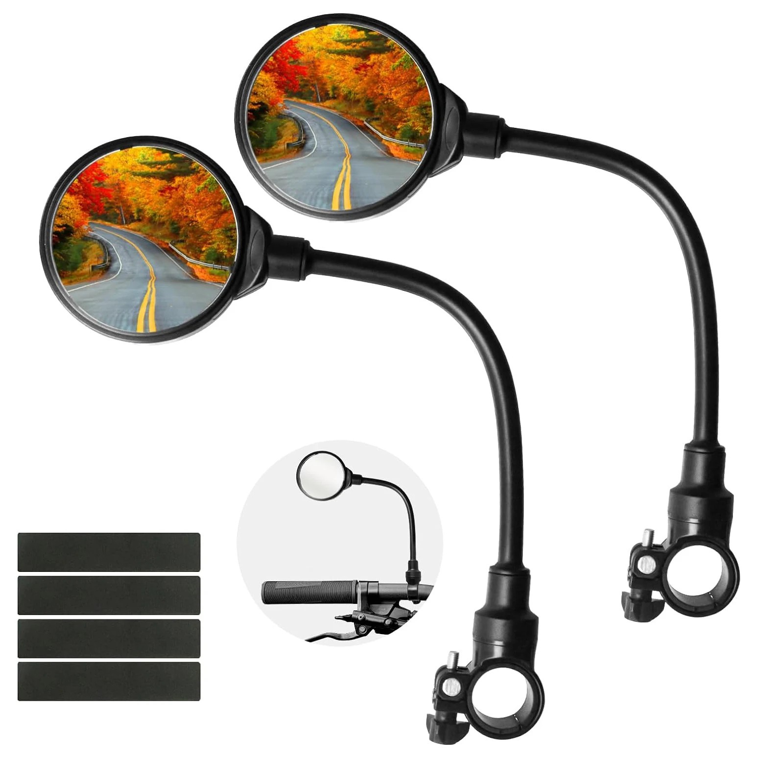 Bike Handlebar Mirror 2 Pack - Rotatable And Adjustable Wide Angle Rear View US