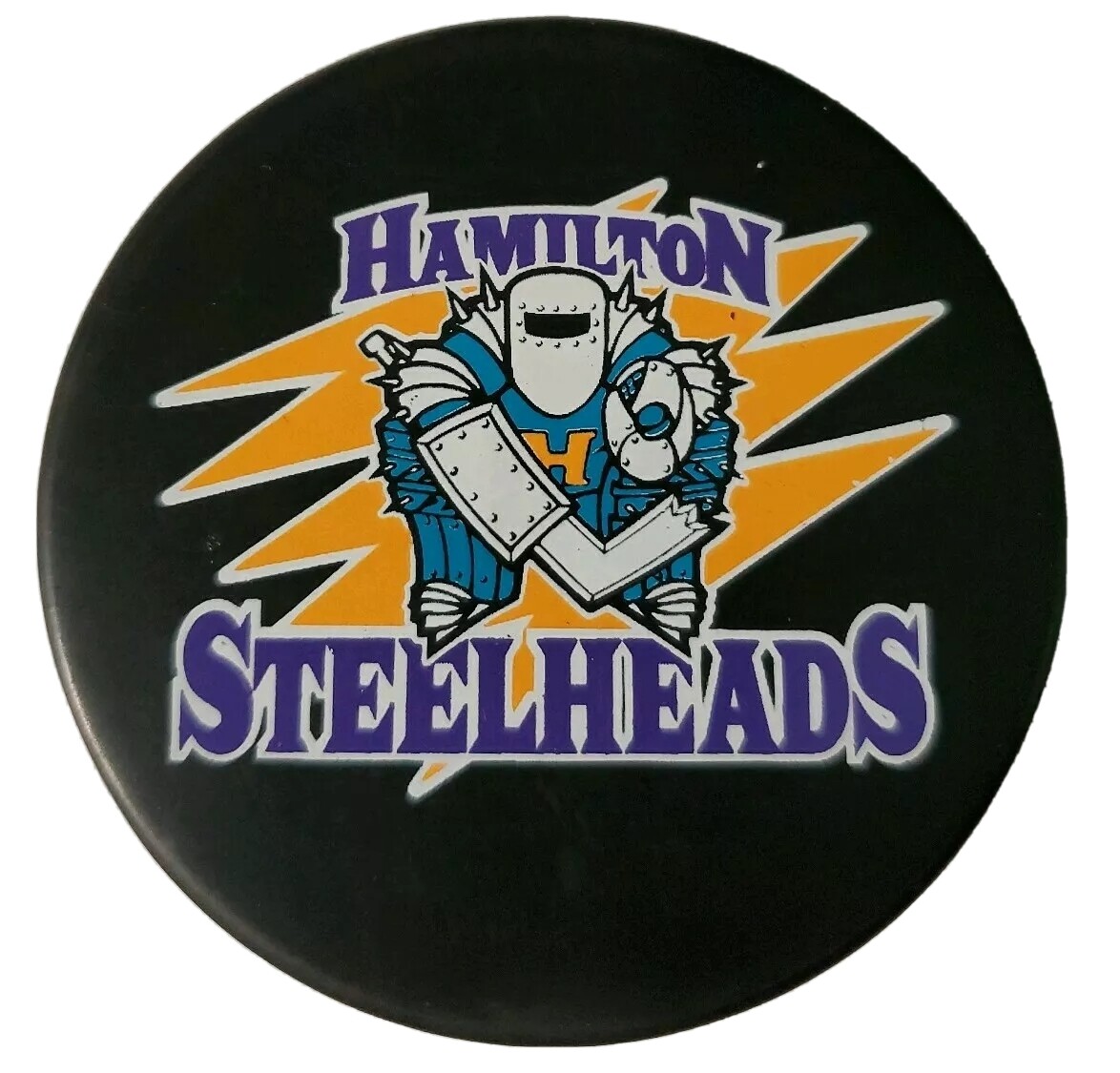 HAMILTON STEELHEADS VINTAGE VICEROY MFG. RARE - CANADA CTV ALLIANCE SPONSOR PUCK