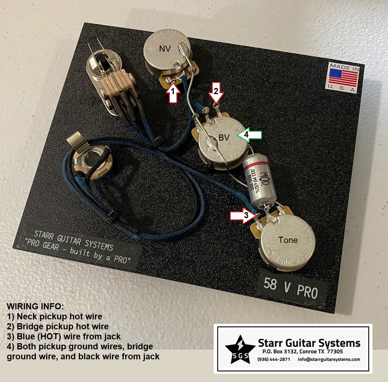 Wiring Harness for Gibson Flying V 1958 PRO