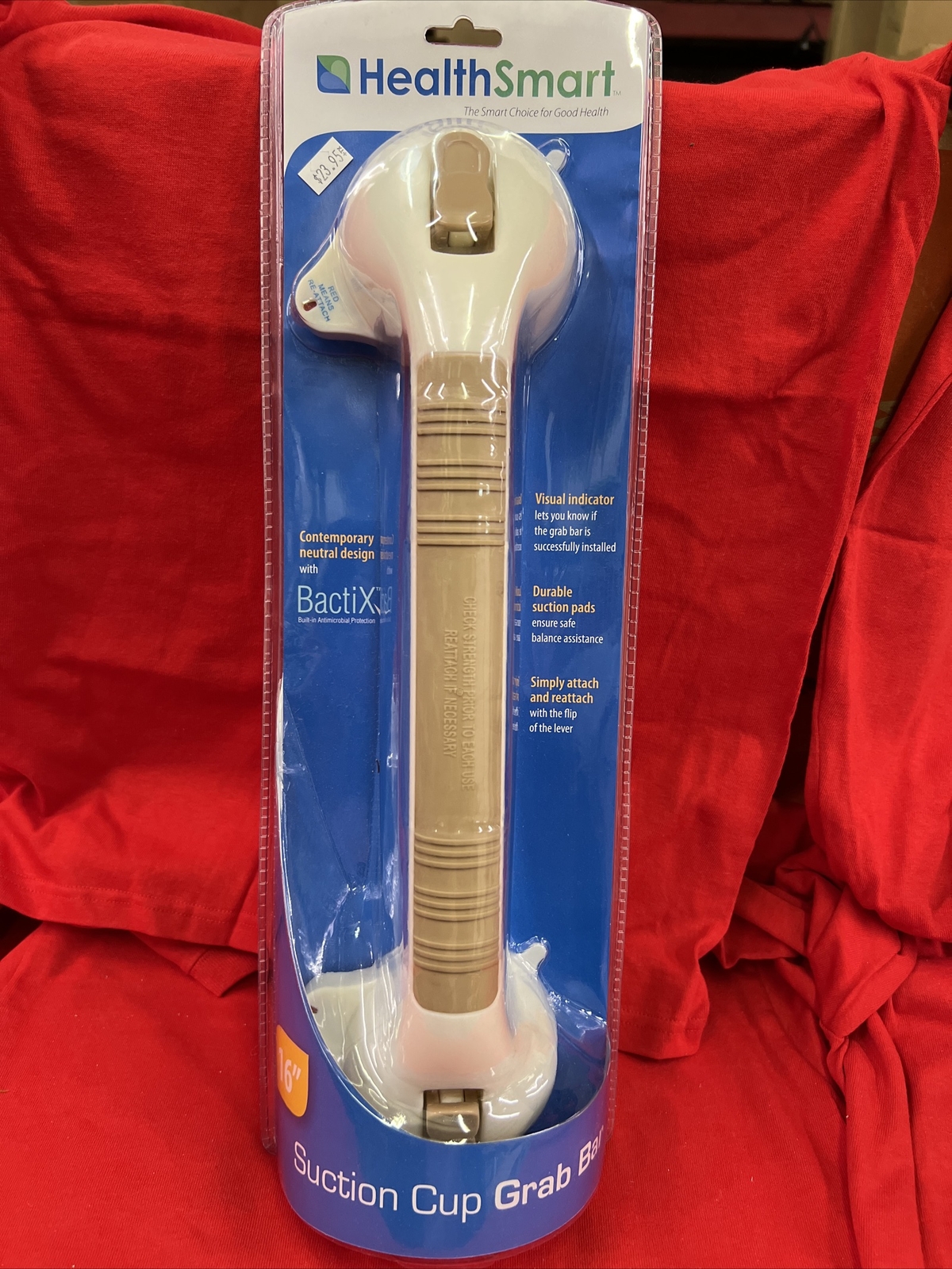 Briggs Healthcare Suction Cup Grab Bar With BactiX 16"L New In Package