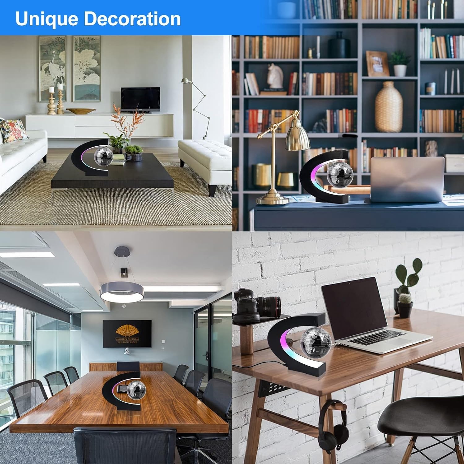 Magnetic Levitation Floating Globe, C Frame Levitating Globe with LED Lights,...