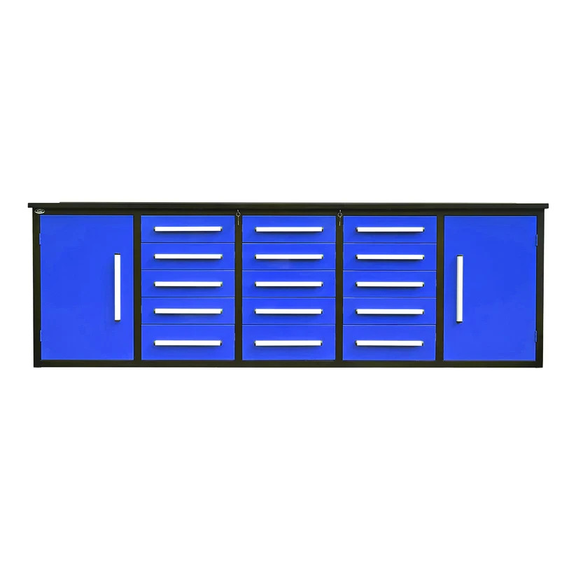 10FT Blue Pro Duty Steel Workbench Tool Storage Cabinet All in One Work Station
