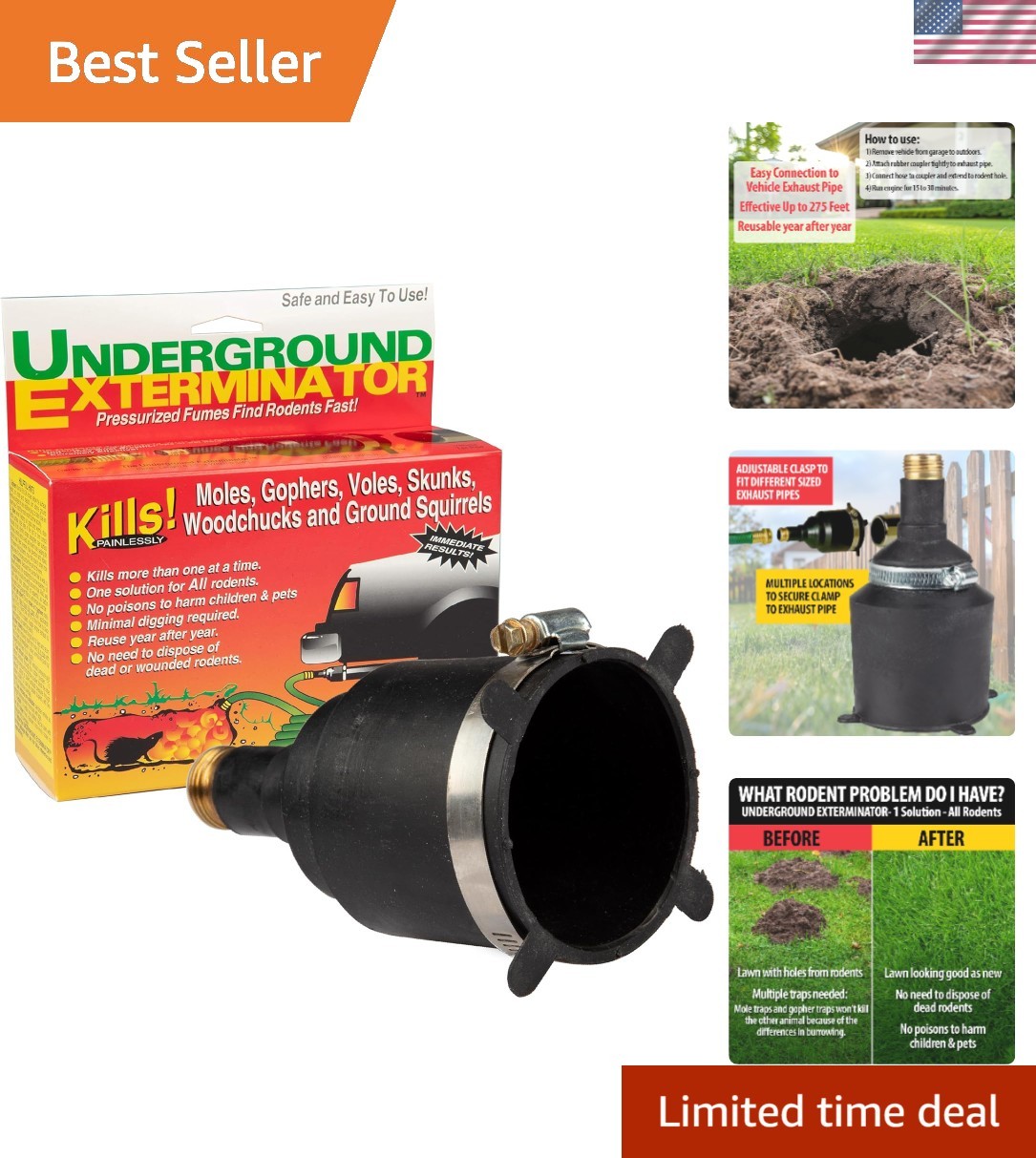 Underground Exterminator - Effortless Pest Control Up to 275 ft with Car Exhaust