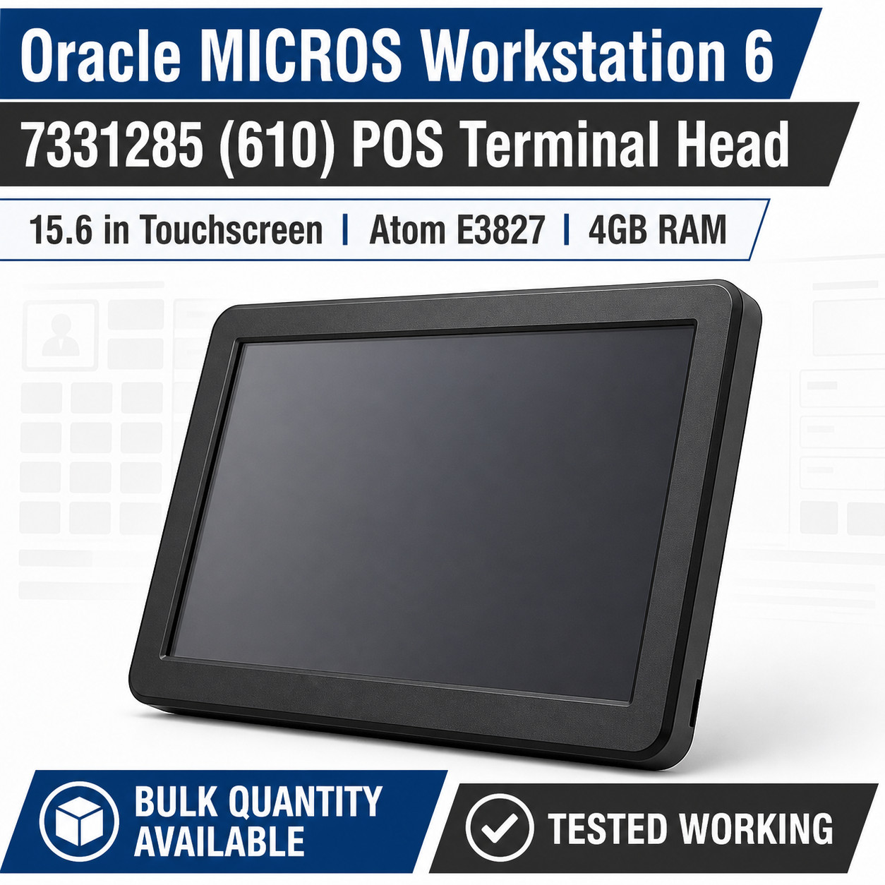 Oracle Micros Workstation 6 7331285 POS Terminal Head 15.6" Atom E3827 4GB 610