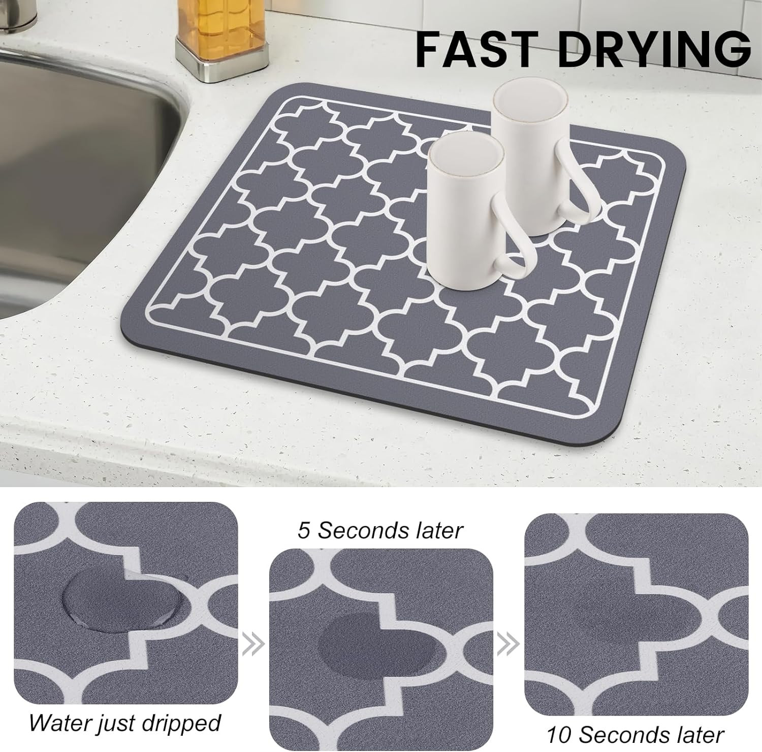 Dish Drying Mat Super Absorbent Drying Mat Large Dish Drying Mats for Kitchen Co