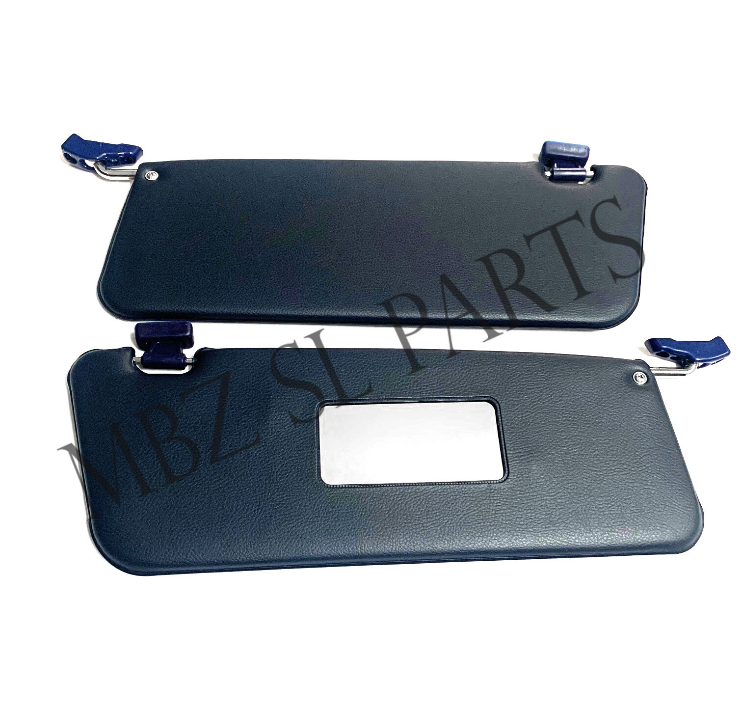 NEW PAIR OF BLUE SUN VISORS FOR MERCEDES SL W107 380SL 450SL WITH ARMS & CLIPS