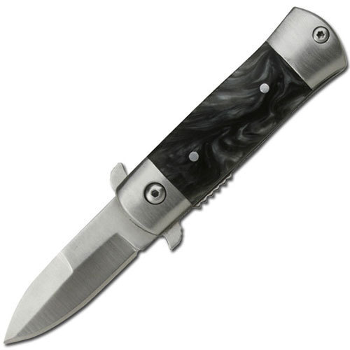 Mini Italian California Legal Spring Assist Milano Knife | Black Pearl Grips A/O