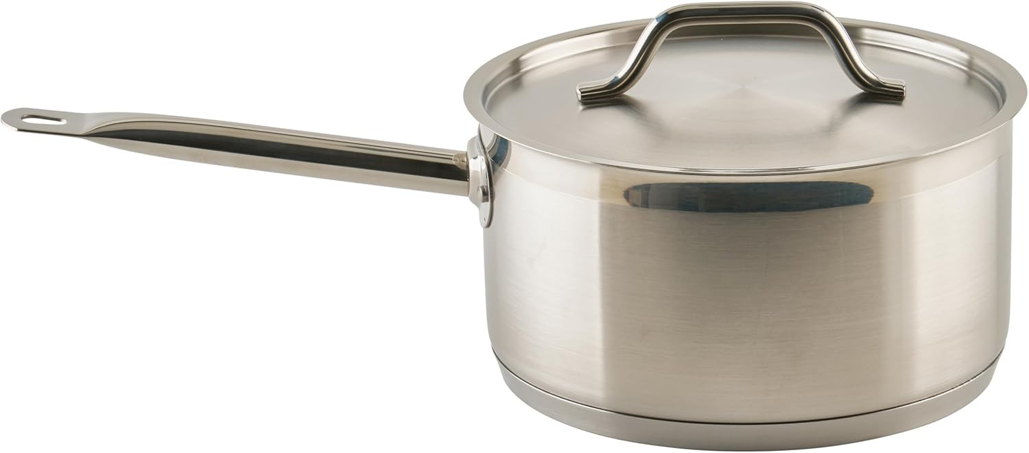 Winco Heavy-Duty Stainless Steel Sauce Pan with 6 Quarts,