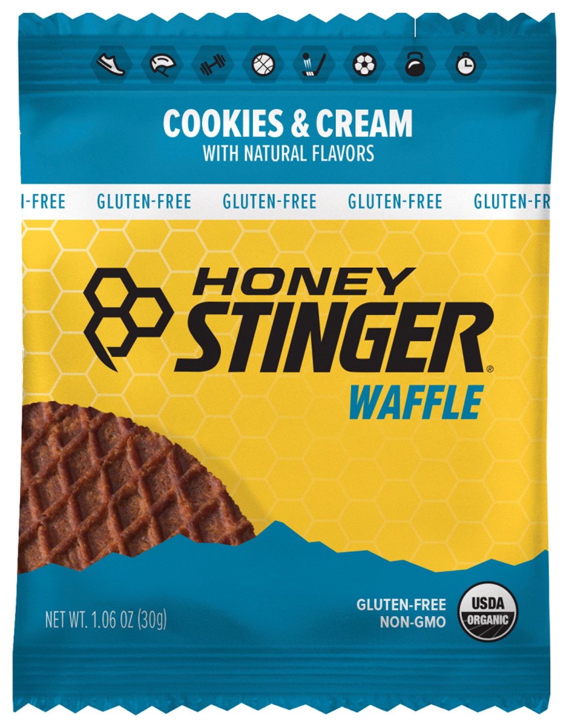 Honey Stinger Gluten Free Organic Waffle - Cookies and Cream, Box of 12 Pack of
