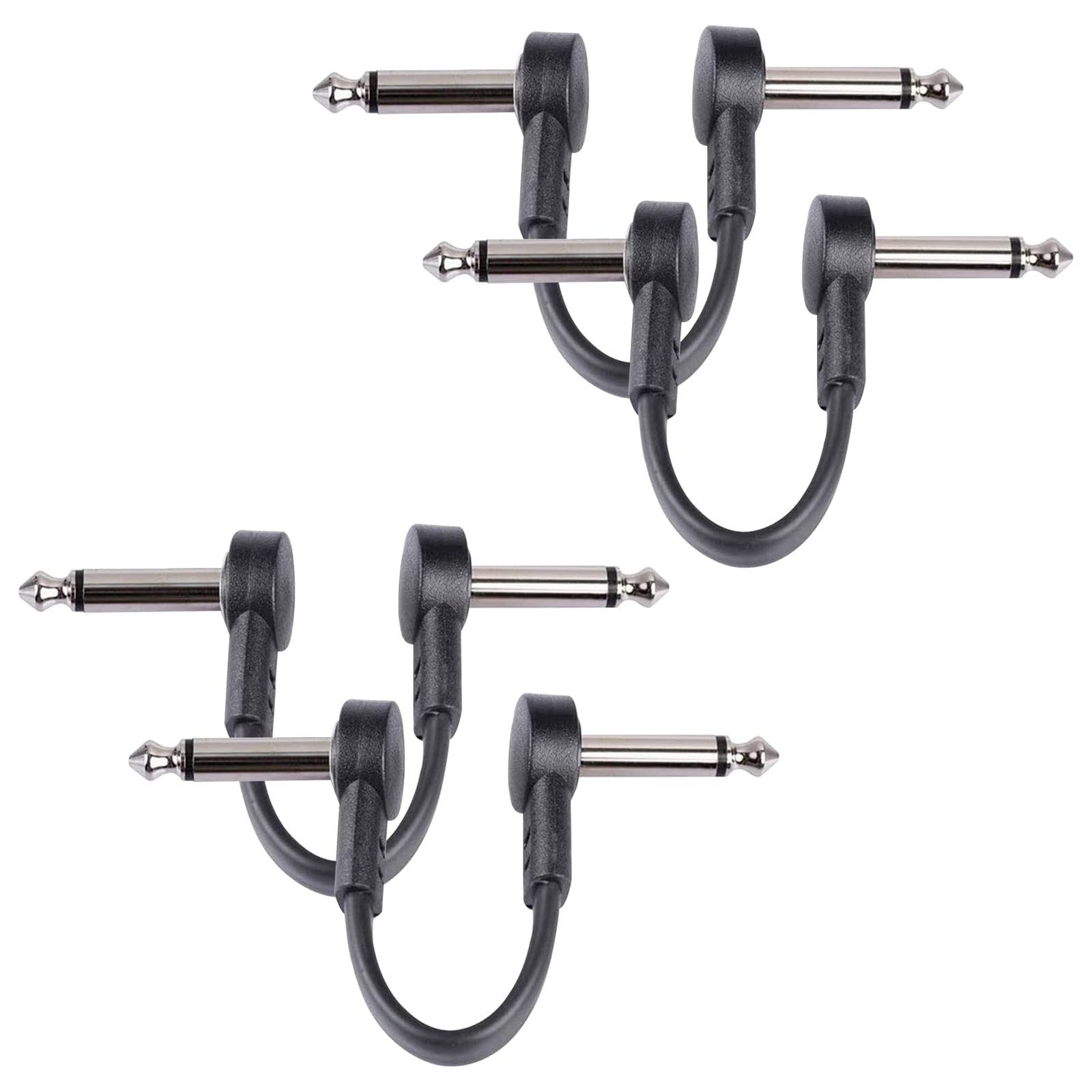 4 Inch Guitar Patch Cables 4 Pack, 1/4" TS Right Angle Effect Pedal Flat Cabl...