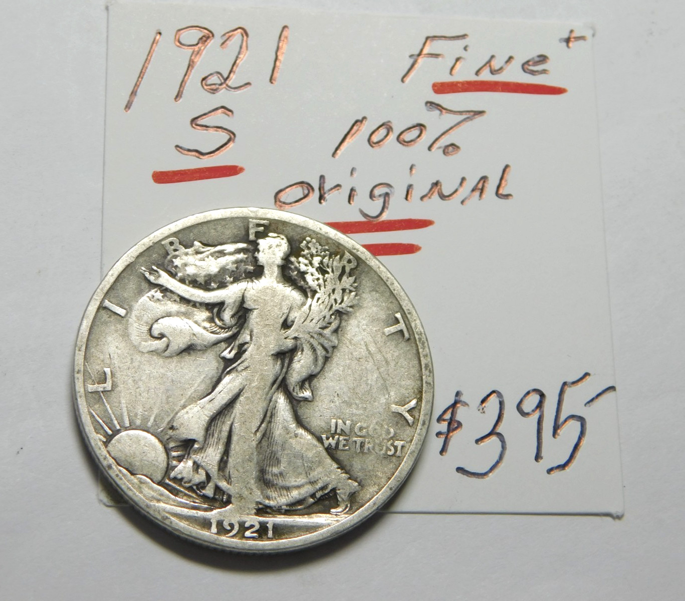 KEY DATE 1921 - S 100% ORIGINAL FINE+ !!!!!! FROM SET - BOLD RIMS !!!!!! ✨