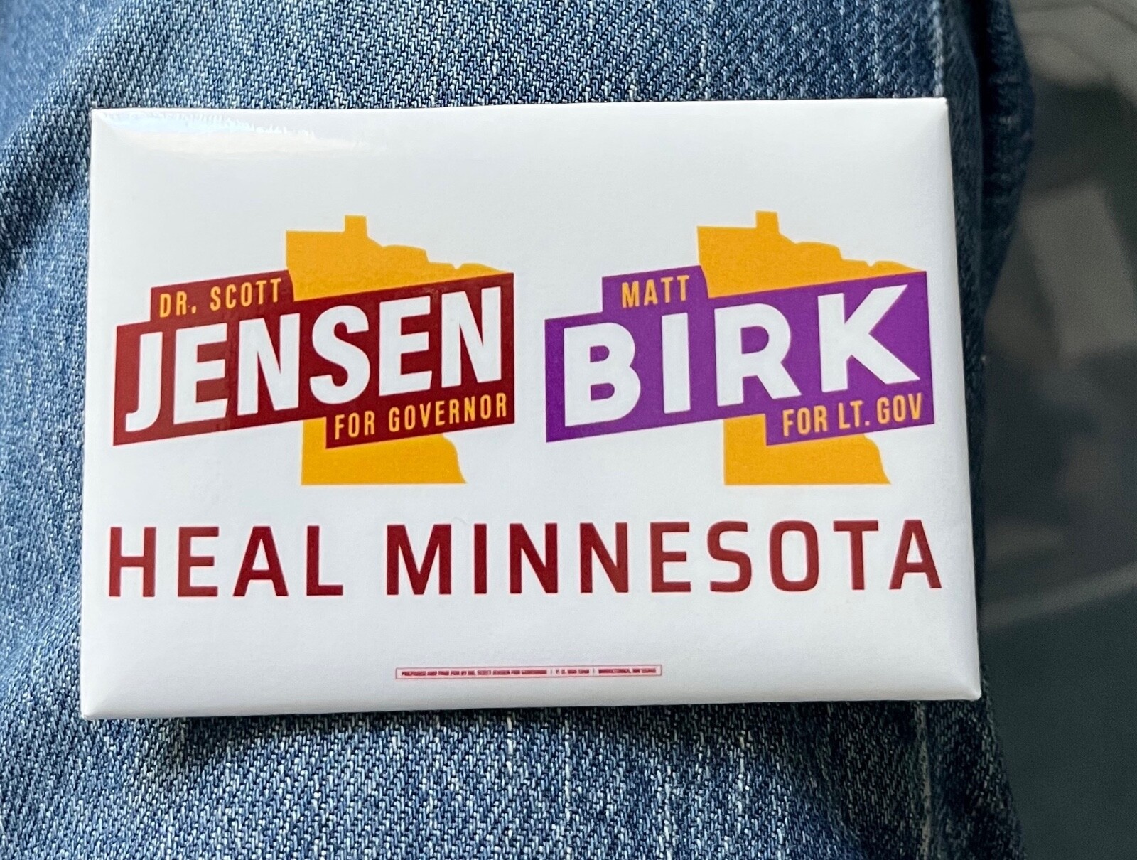 2022 Dr Scott Jensen Matt Birk For Governor Heal Minnesota 3" Cello Political