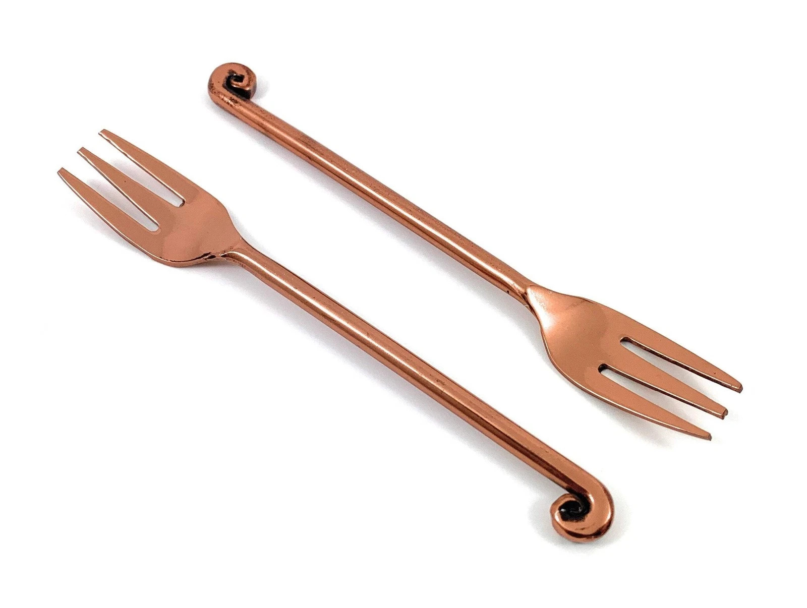Vibhsa Treble Note Appetizer Copper Finish Forks 5 in - Set of 6 - Bronze
