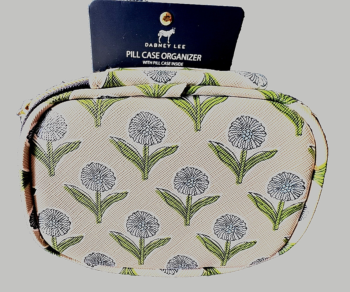 NWT DABNEY LEE Pill Case Medicine Organizer Blue Flower Travel Traveler Gift