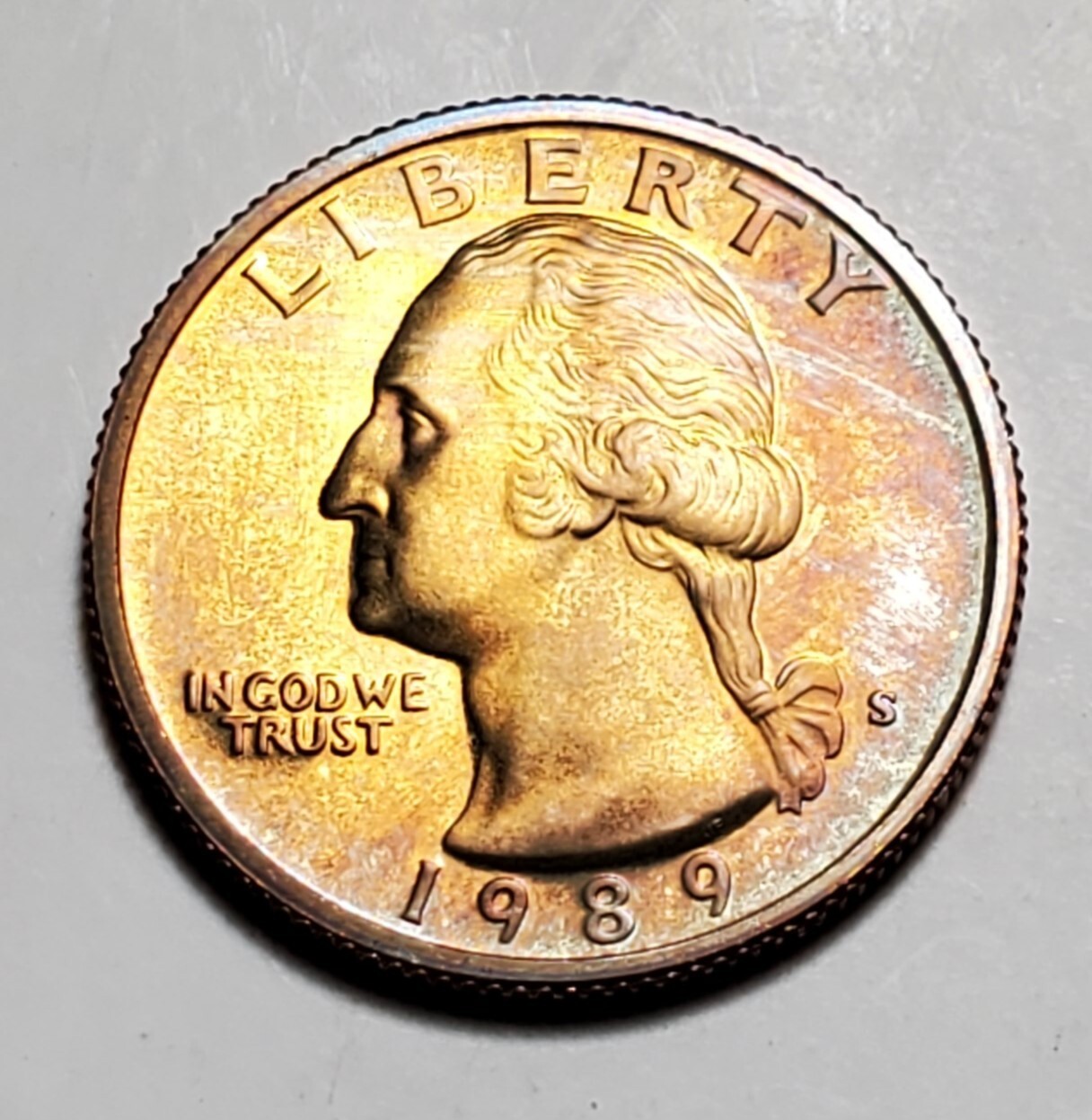 TONED 1989 S WASHINGTON QUARTER PROOF UNC #C6039