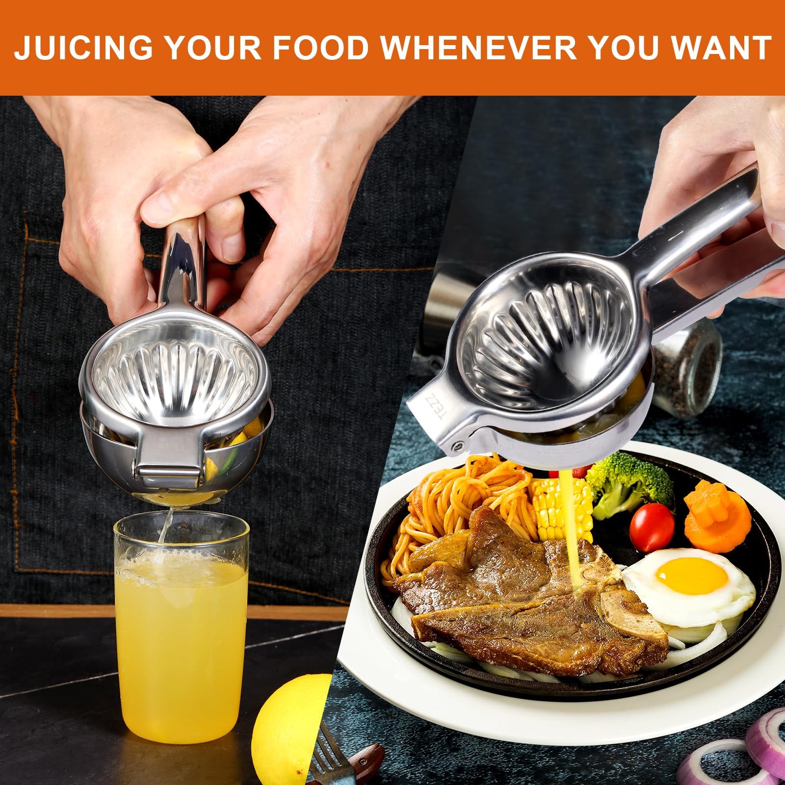 Upgrated Extra Large Lemon Squeezer, Heavy Duty Handhelp Orange Juicer with 3...