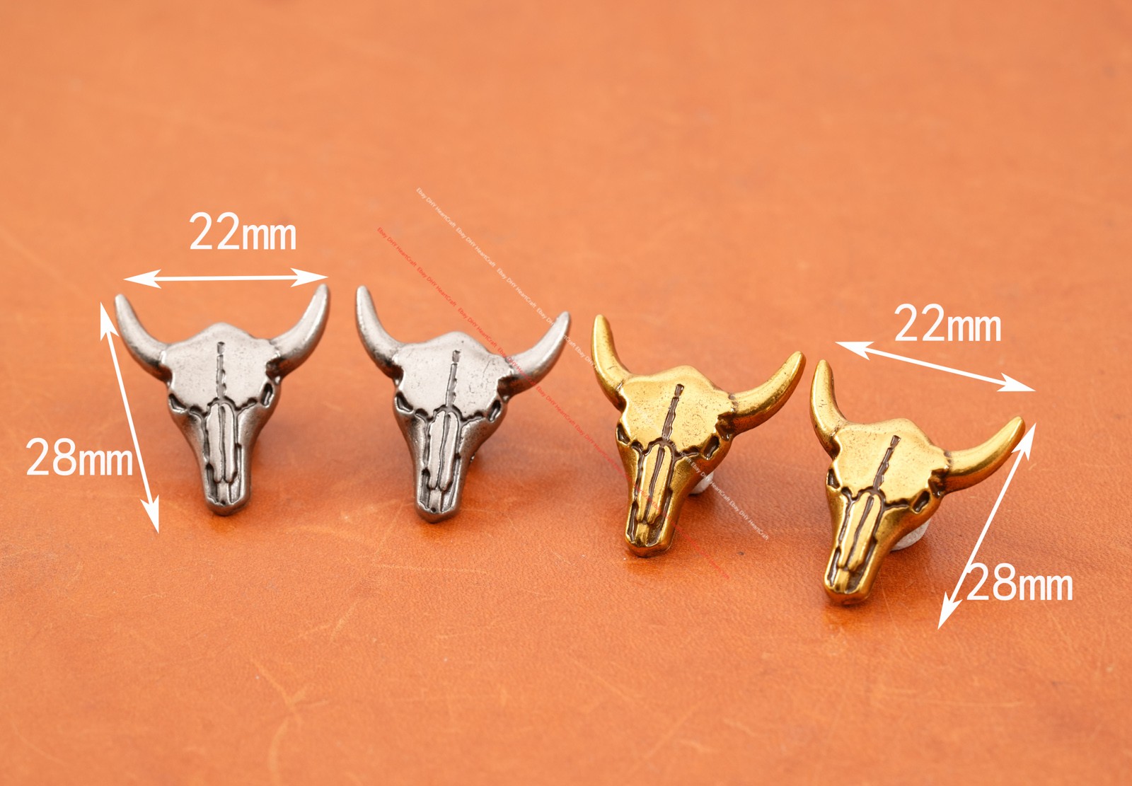 20pcs Western Texas Cowboy Longhorn Bull Head Leathercraft Belt Concho Screwback