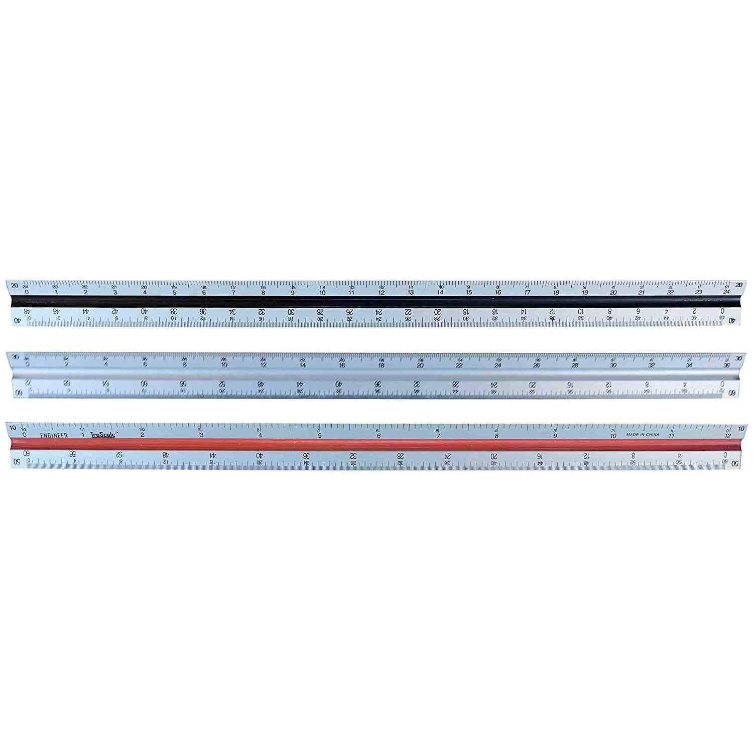 Triangular Engineering Scale Aluminum Ruler for Architects, Engineers and Stu...