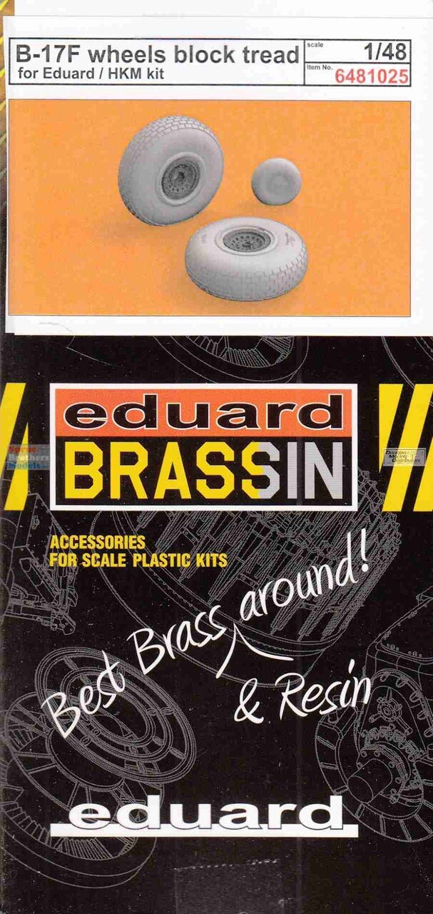 1/48 Eduard Brassin #6481025 B-17F Wheels Block Tread For Eduard/HK
