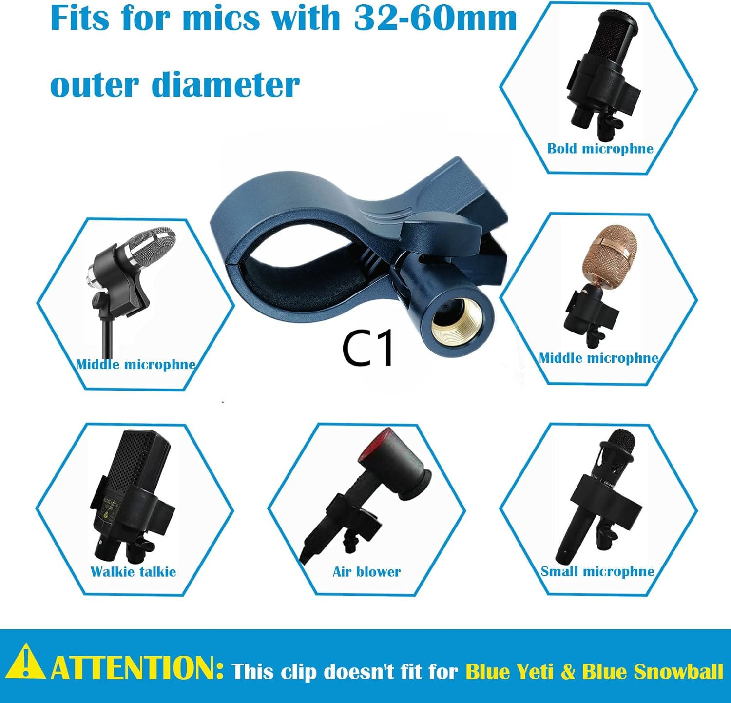 2 Pack Universal Microphone Clip Holder for Dynamic & Condenser Mics - Adjustab