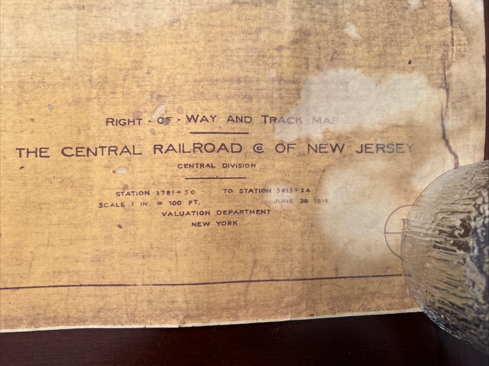 Paper Engineering Drawings 1918 Central RR of NJ Right Of Way Mapping Carl Tombs