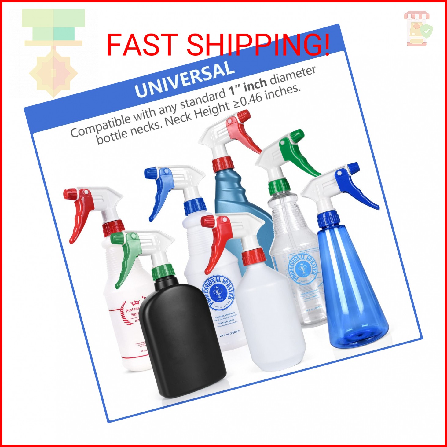 6 Pack Universal Spray Bottle Replacement Nozzle, Mist & Stream Trigger Sprayer