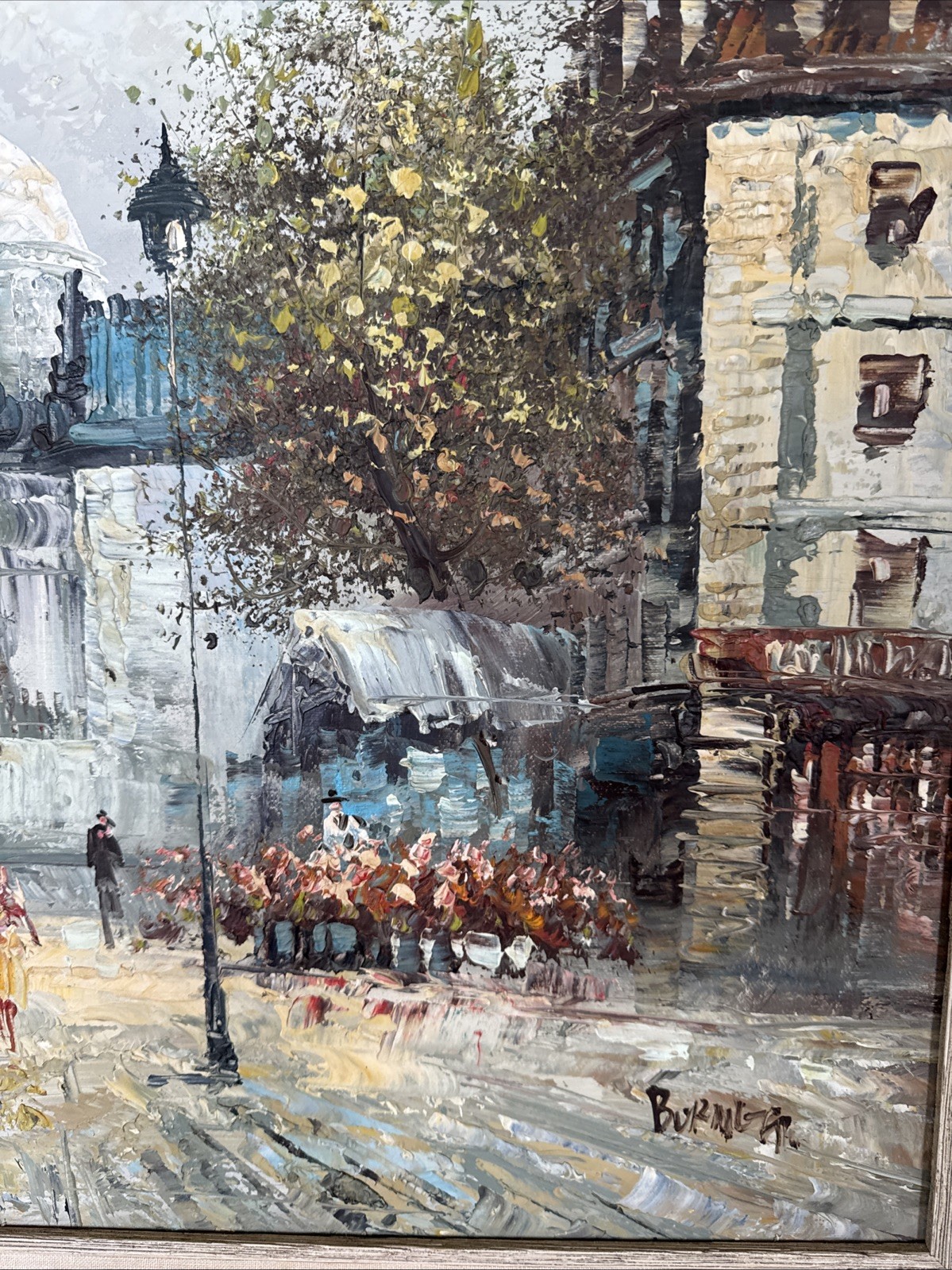Caroline Burnett Oil Painting Bauhaus Style Signed Original Framed 32” x 27” VTG