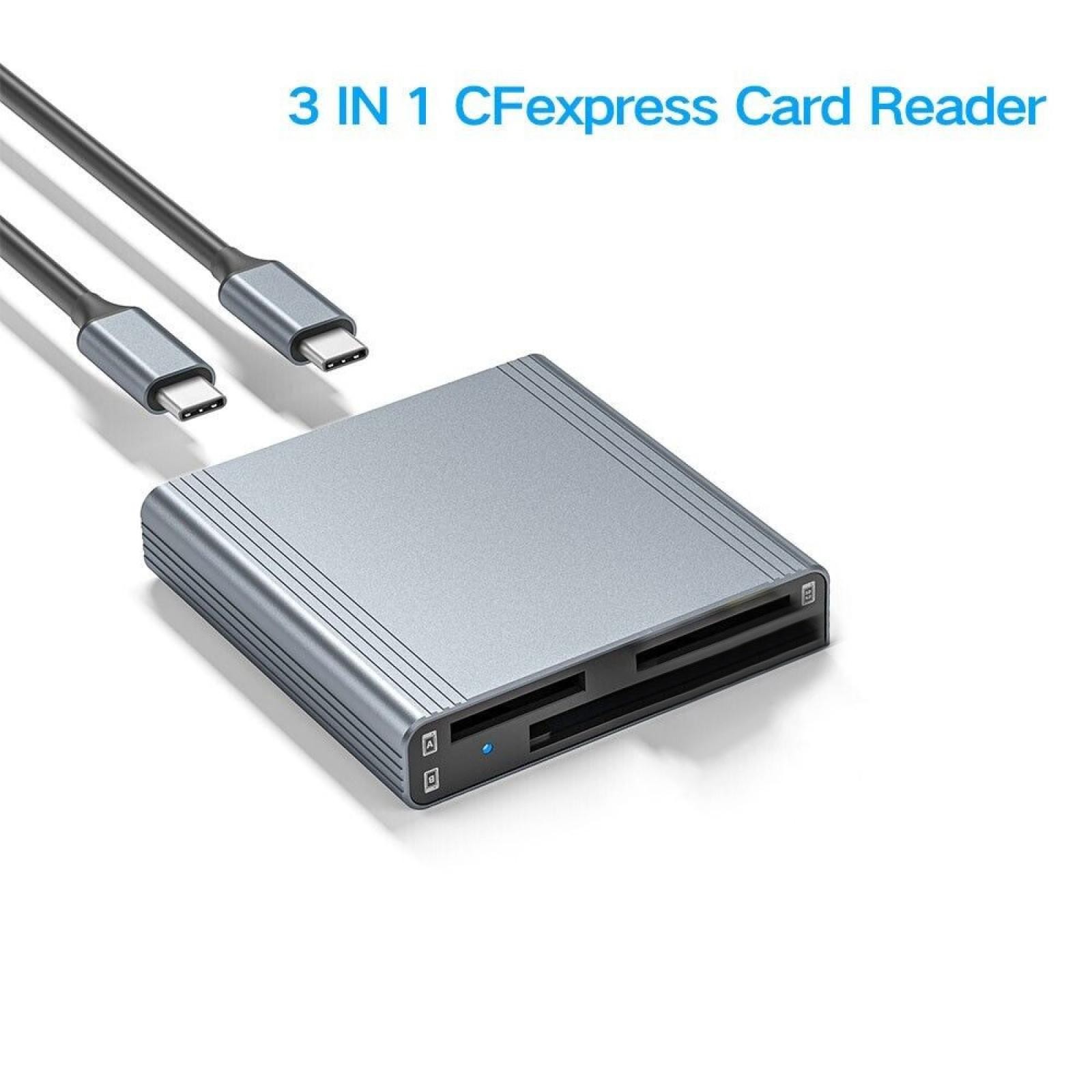 3 in 1 Card Reader USB 3.1 Gen2 10Gbps For CFexpress Type A / B/SD Memory Card B