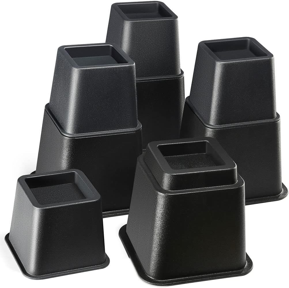 Adjustable Bed Risers - Elevation in 3, 5 or 8 Inch - Heavy Duty Stackable Furni