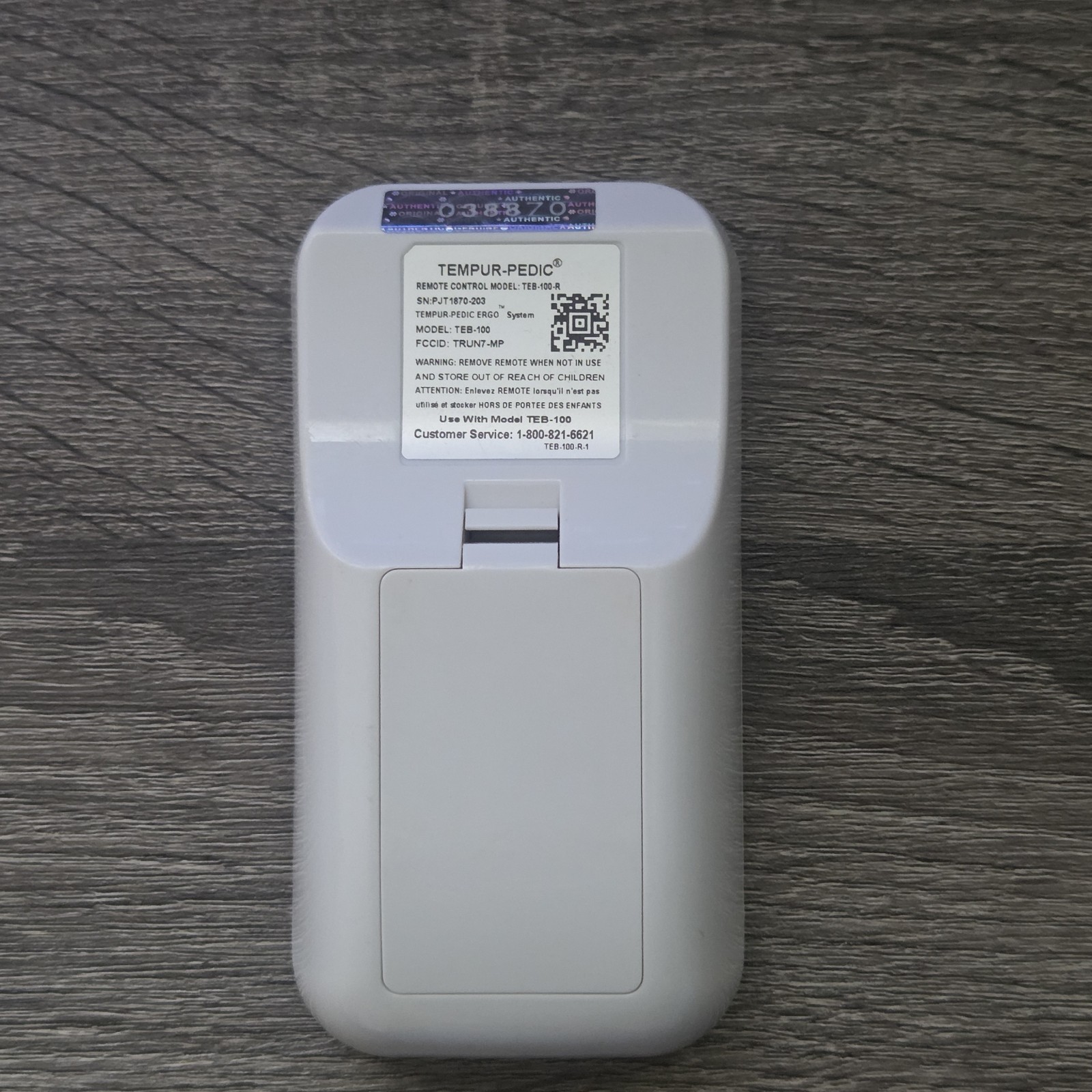Tempur Pedic Ergo TEB-100-R Wireless Remote Remote Control Tested Working