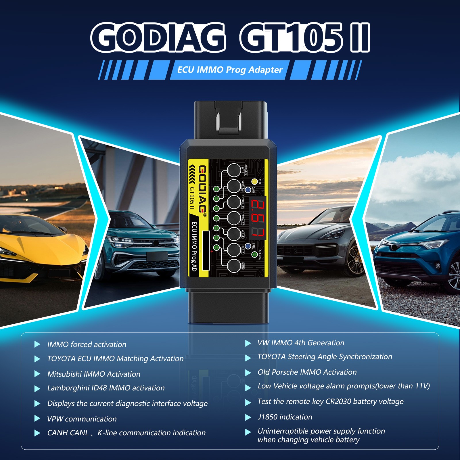 GODIAG GT105 E-C-U IMMO Kit Plus GT107 DSG Gearbox Data Read/Write Adapter Tool