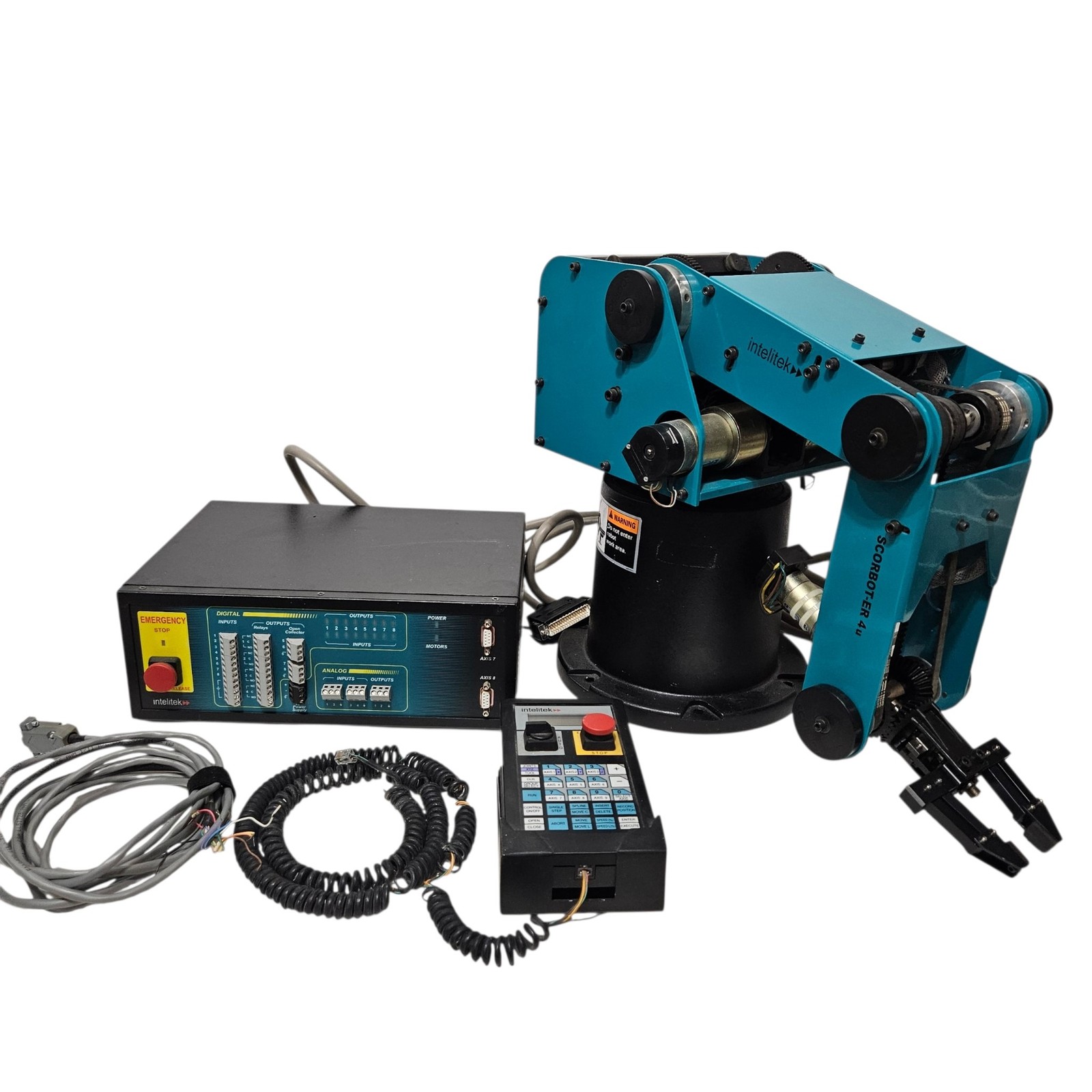 INTELITEK SCORBOT-ER4u Robotic Arm + Controller 000413 + Teach Pendant 001704