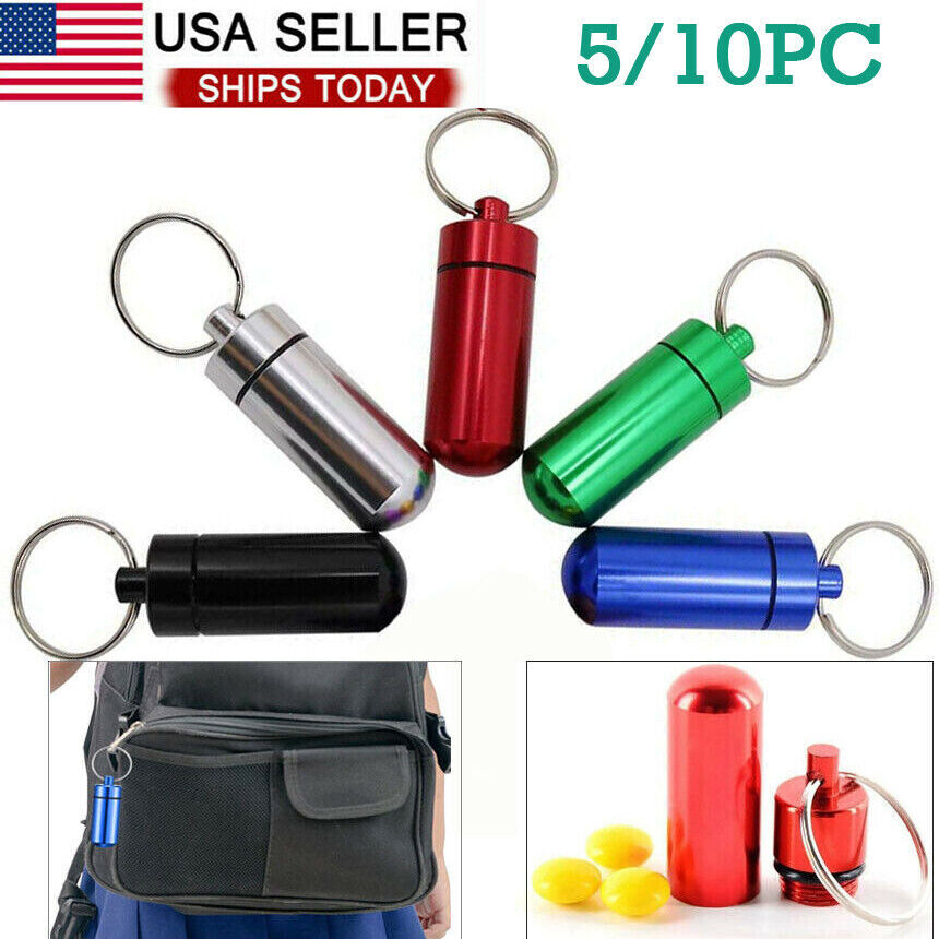 5 / 10PCS outdoor Pill box Keychain Medicine Case Bottle Drug  Holder  container
