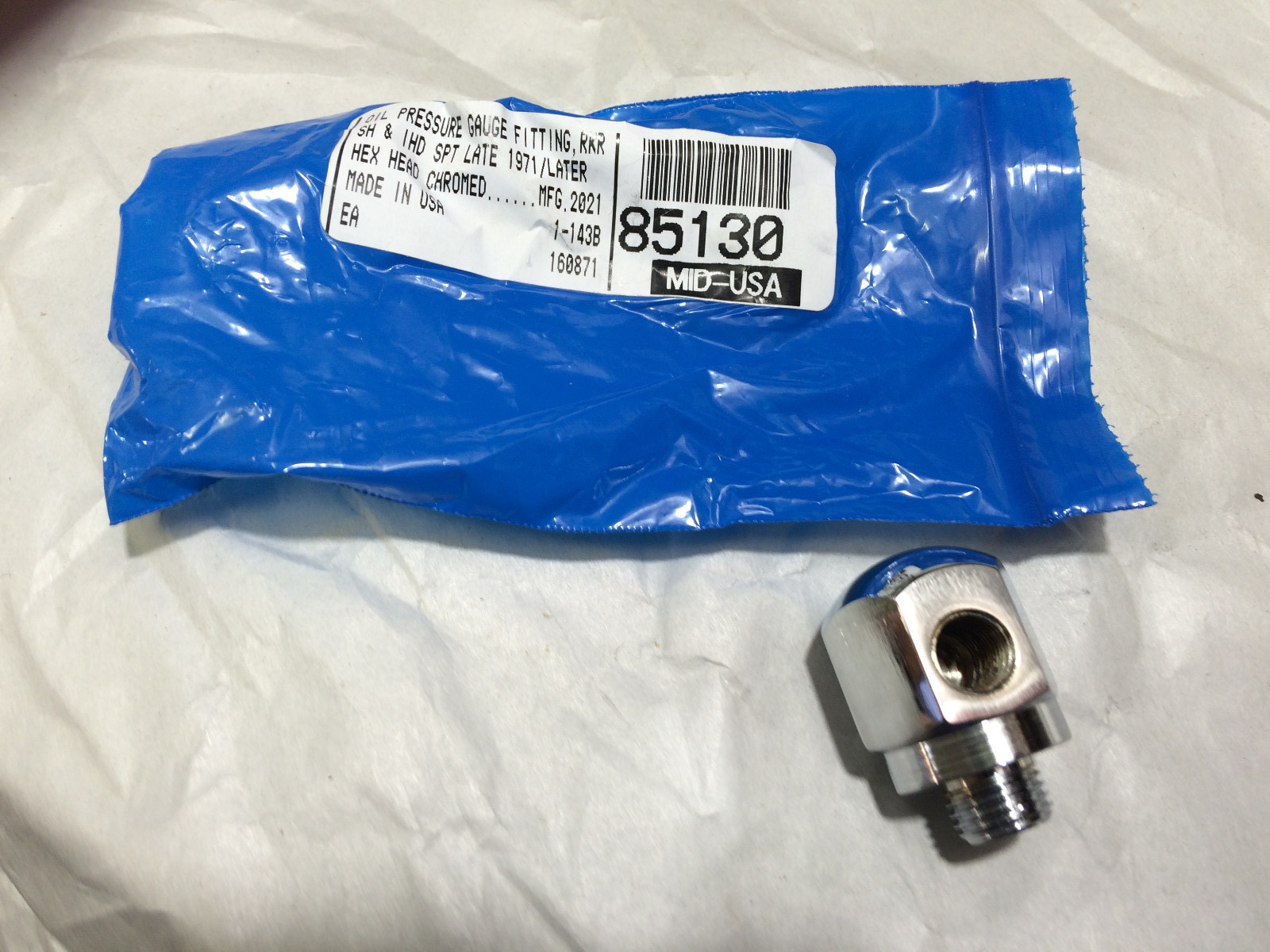 ironhead sportster shovelhead rocker box oil pressure gauge fitting 1971-L usa