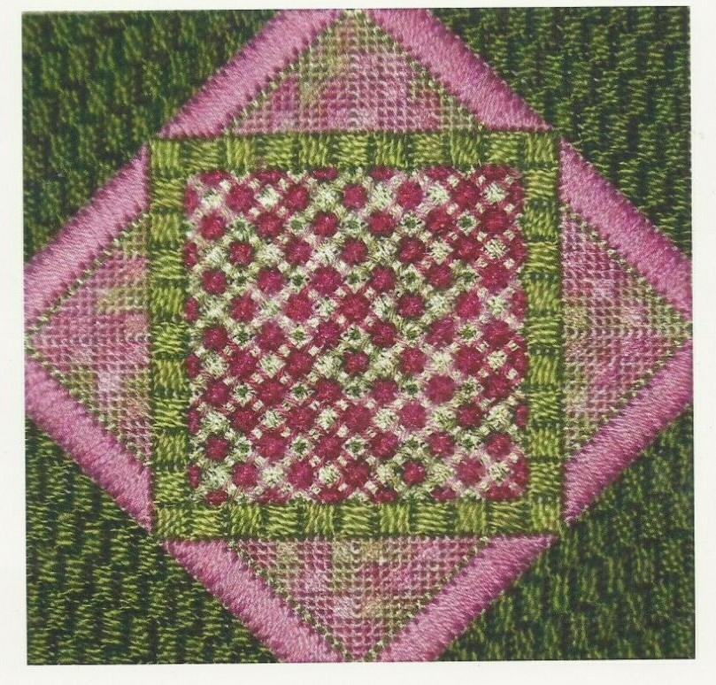 DOUBLE DELIGHTS-PLINKIME--Pink, Lime, & Green Design--Counted Canvas Pattern