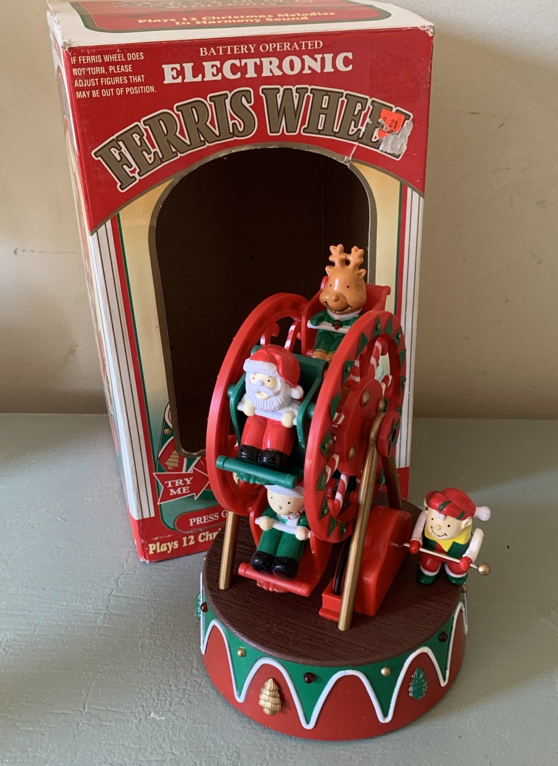 Holiday Ferris Wheel Musical Christmas Decoration 12 Songs Battery Operated READ