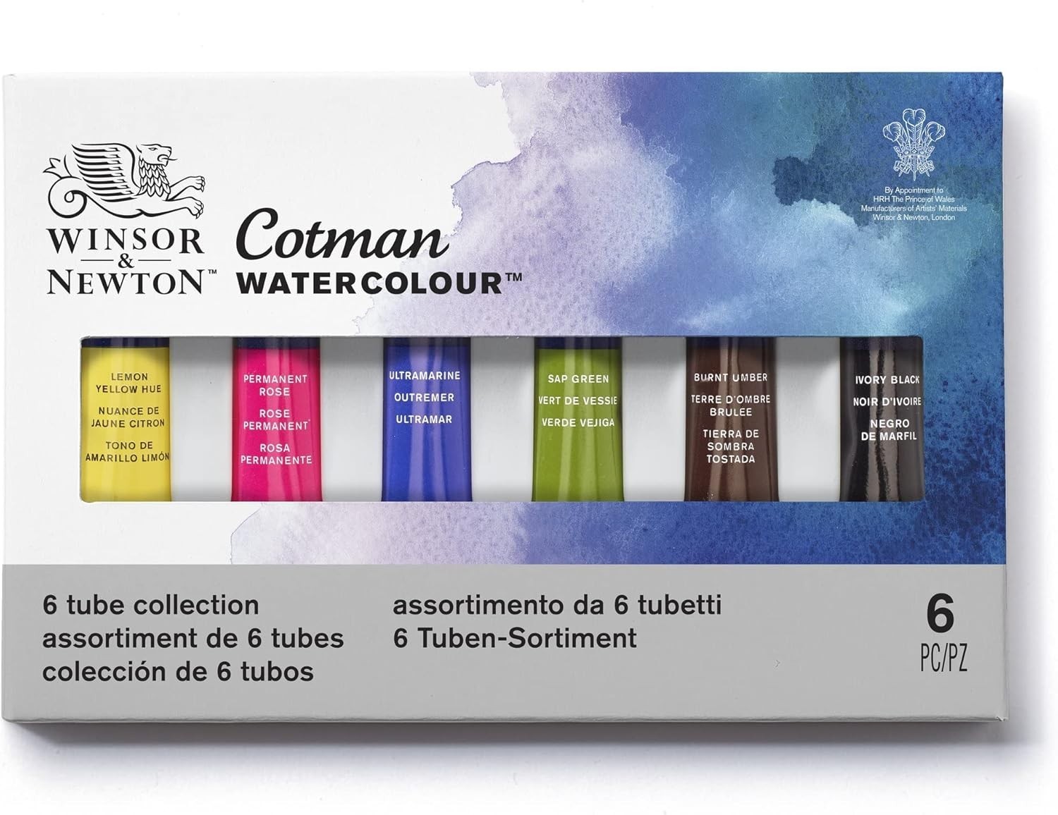 Winsor & Newton Cotman Watercolor Paint Set, 6 Colors, 8ml (0.27-oz) Tubes ~ New