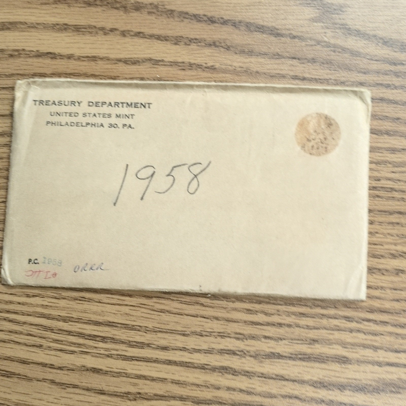 1958 U.S. Mint Silver Proof Set With Original Envelope Insert Token