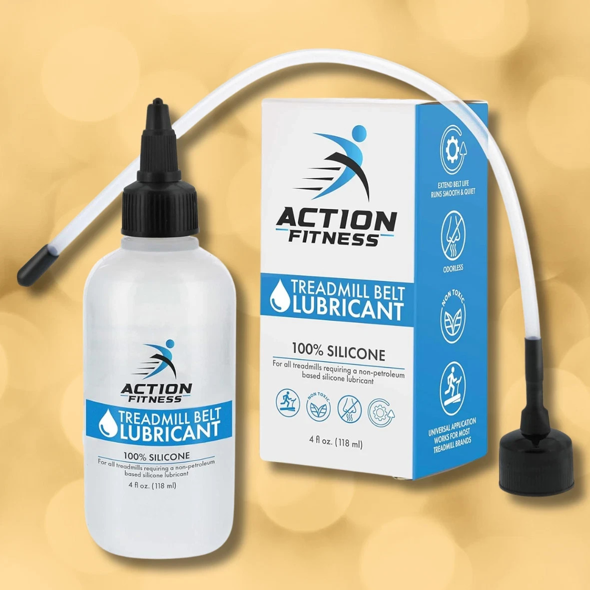 4oz Action Fitness 100% Silicone Treadmill Belt Lubricant, Lube Application Tube