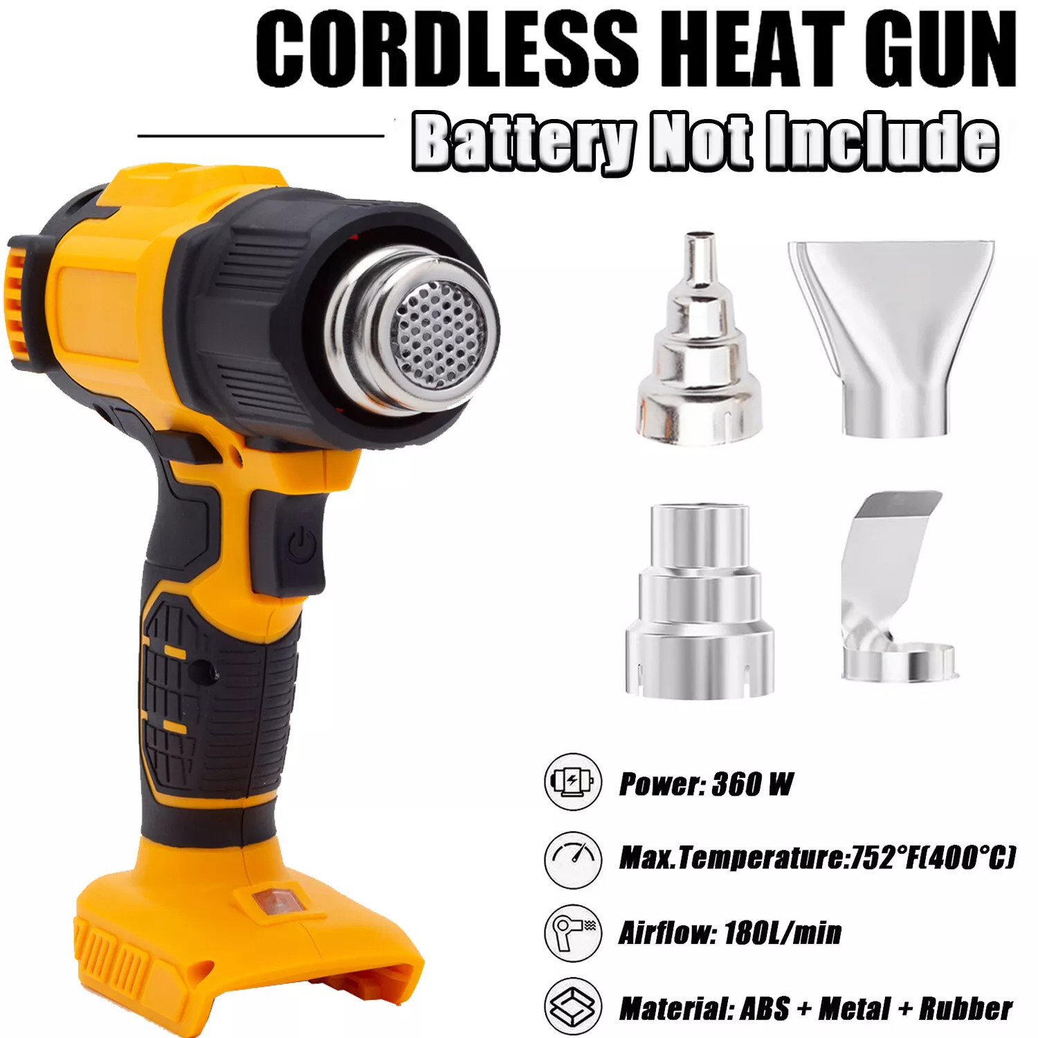 For Dewalt 20V MAX Lithium Battery Heat Gun w/4 Nozzles Wireless Hot Air Gun
