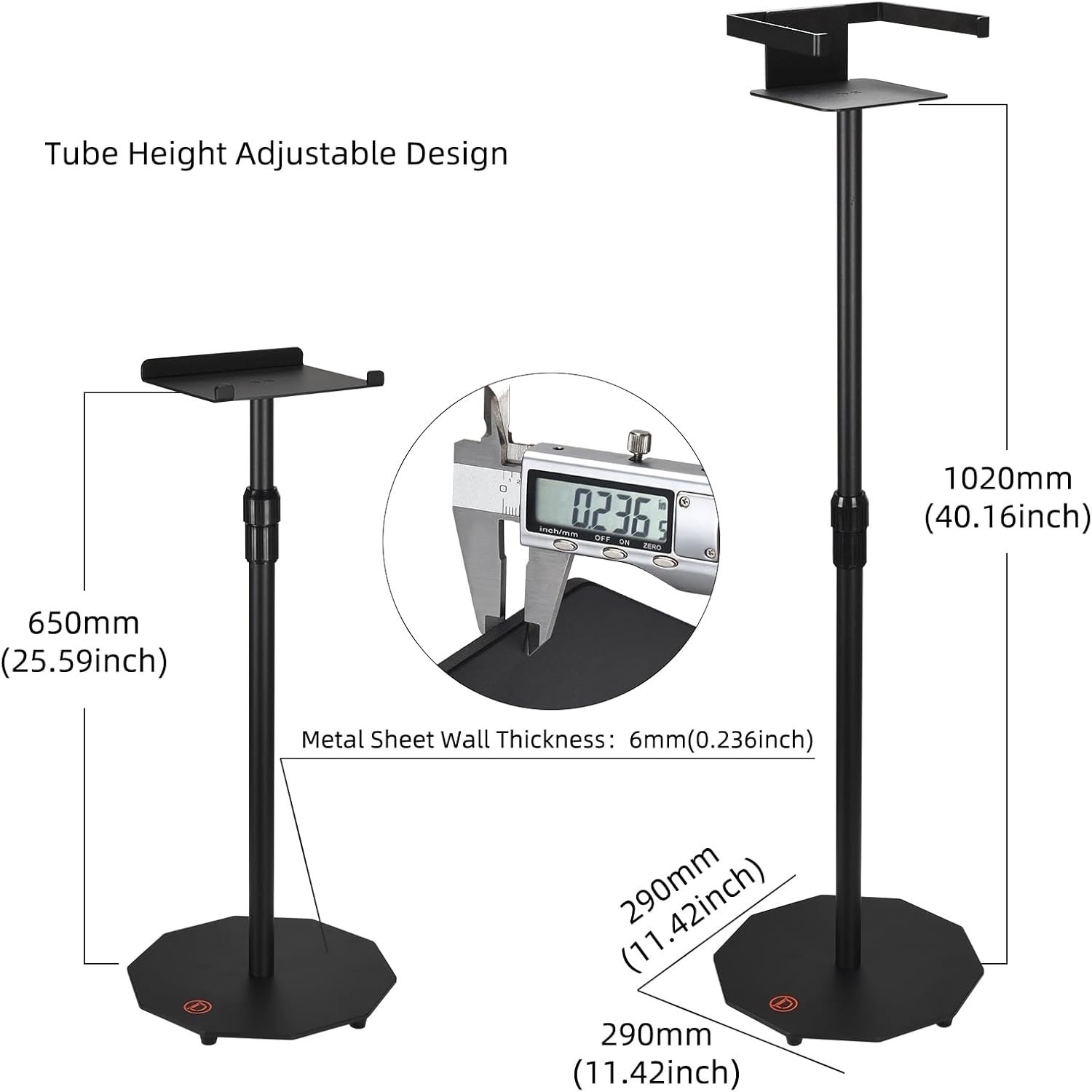 Adjustable Floor Stand for Sonos Five Vertical Horizontal Speaker
