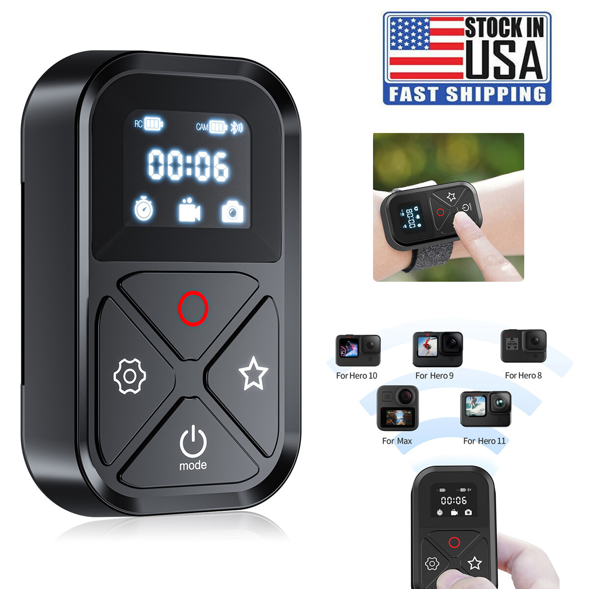 80M Smart Wireless Remote Control Camera Controller for GoPro 12/11/10/9/8/MAX~