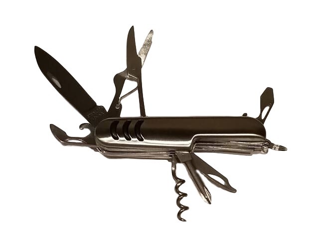 2-Pk Stainless Multi Tools 7-in-1 Pocket Knife Can Opener Corkscrew Scissors