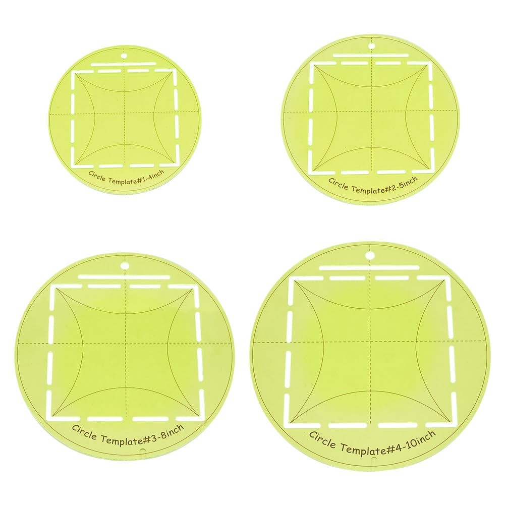 HOBBIESAY 4Pcs Circle Quilting Template 4/5/8/10 4, 5, 8, 10 inches, Yellow