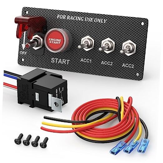 Boat Toggle Switch Panel DC 12V 30A Racing Switch 5 in 1 Ignition Switch Panel