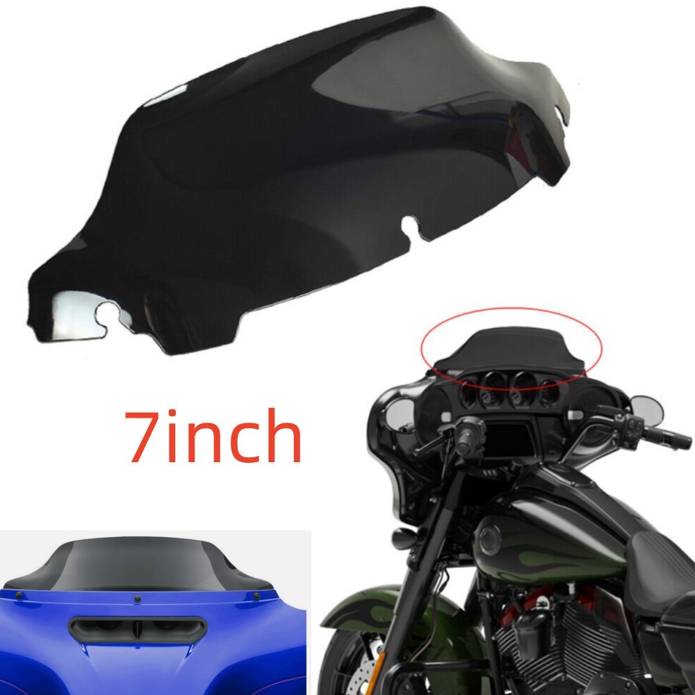 Black 7''-Windshield Windscreen For Harley Touring Electra Glide FLHT 2014-2024
