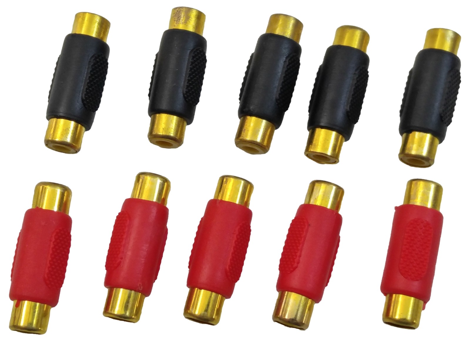 5 Lot Q-Power RCA Female to Female Coupler Adapter Gold Plated Red & Black Sets
